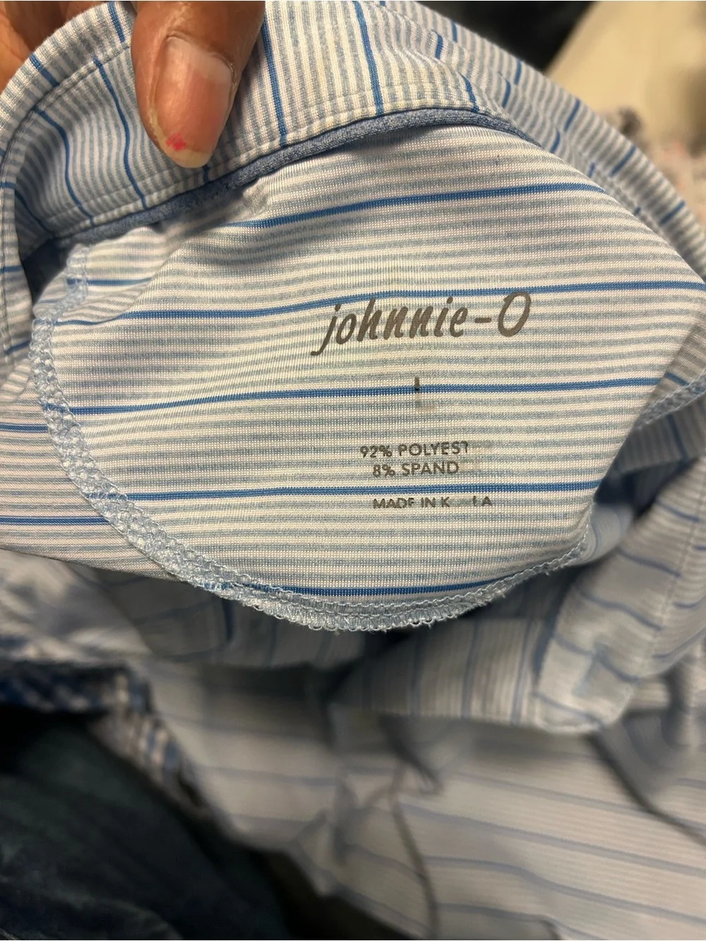 johnnie-O Light Blue Striped Polo